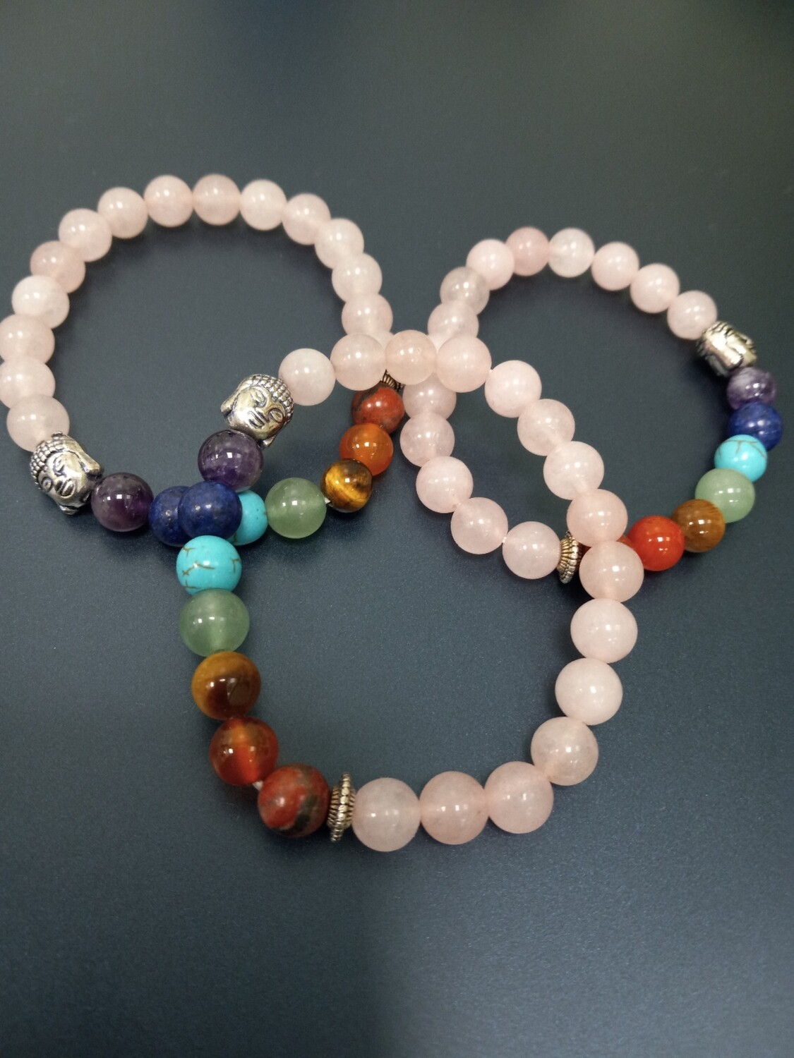 Rose Quarz 7 Chakra Mala Bracelet