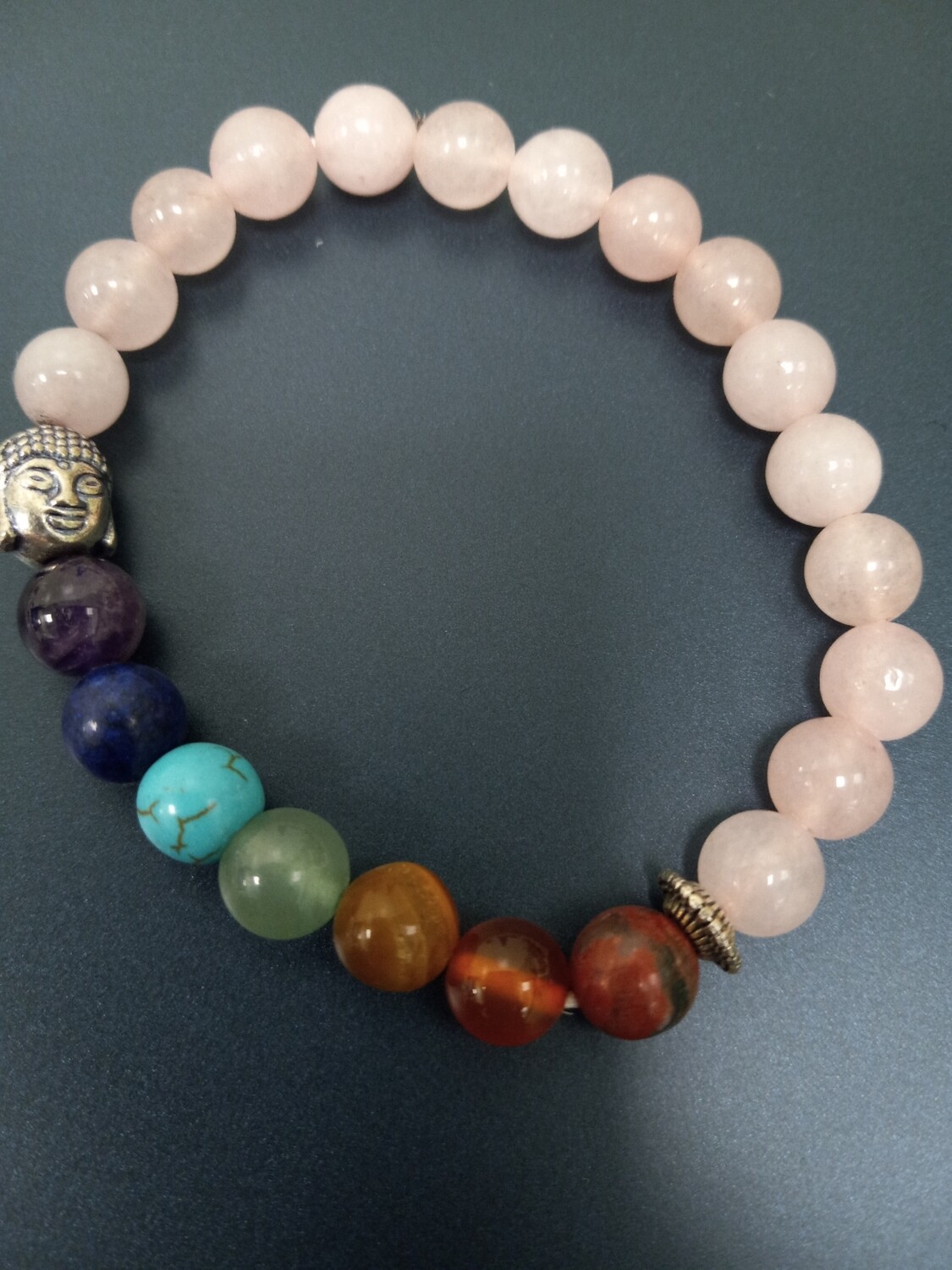 Rose Quarz 7 Chakra Mala Bracelet
