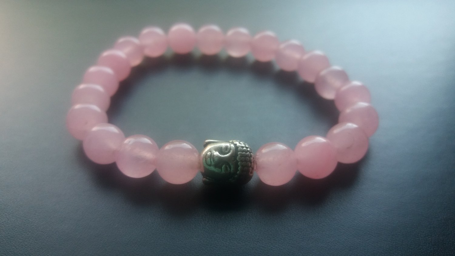 Rose Quartz Mala Bracelet with Buddha Charm