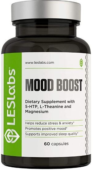 Mood Boost, Anxiety Relief Supplement, Stress Relief, Mood Enhancer & Sleep Aid with 5-HTP, Ashwagandha, Rhodiola Rosea & GABA, 60 Capsules