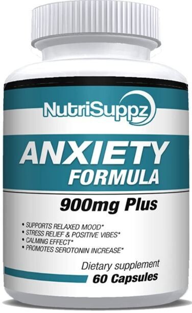 ANTI-ANXIETY FORMULA 900mg With Gaba, L-Theanine, 5-HTP, Ashwagandha, Magnesium Oxide, St. John's Wort, Chamomile - Positive Mood, Relaxed Mind, Promote Higher Serotonin,
