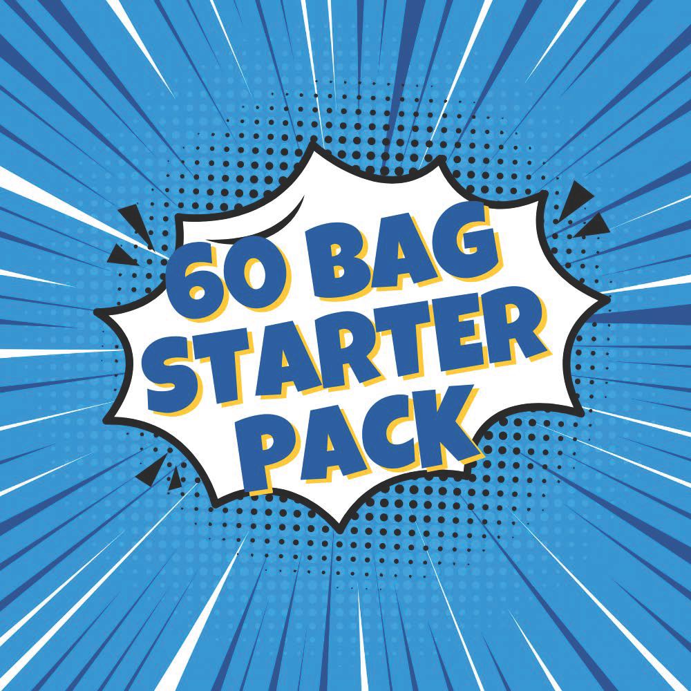 60 Bag Starter pack - 10 candy variety - includes countertop rack