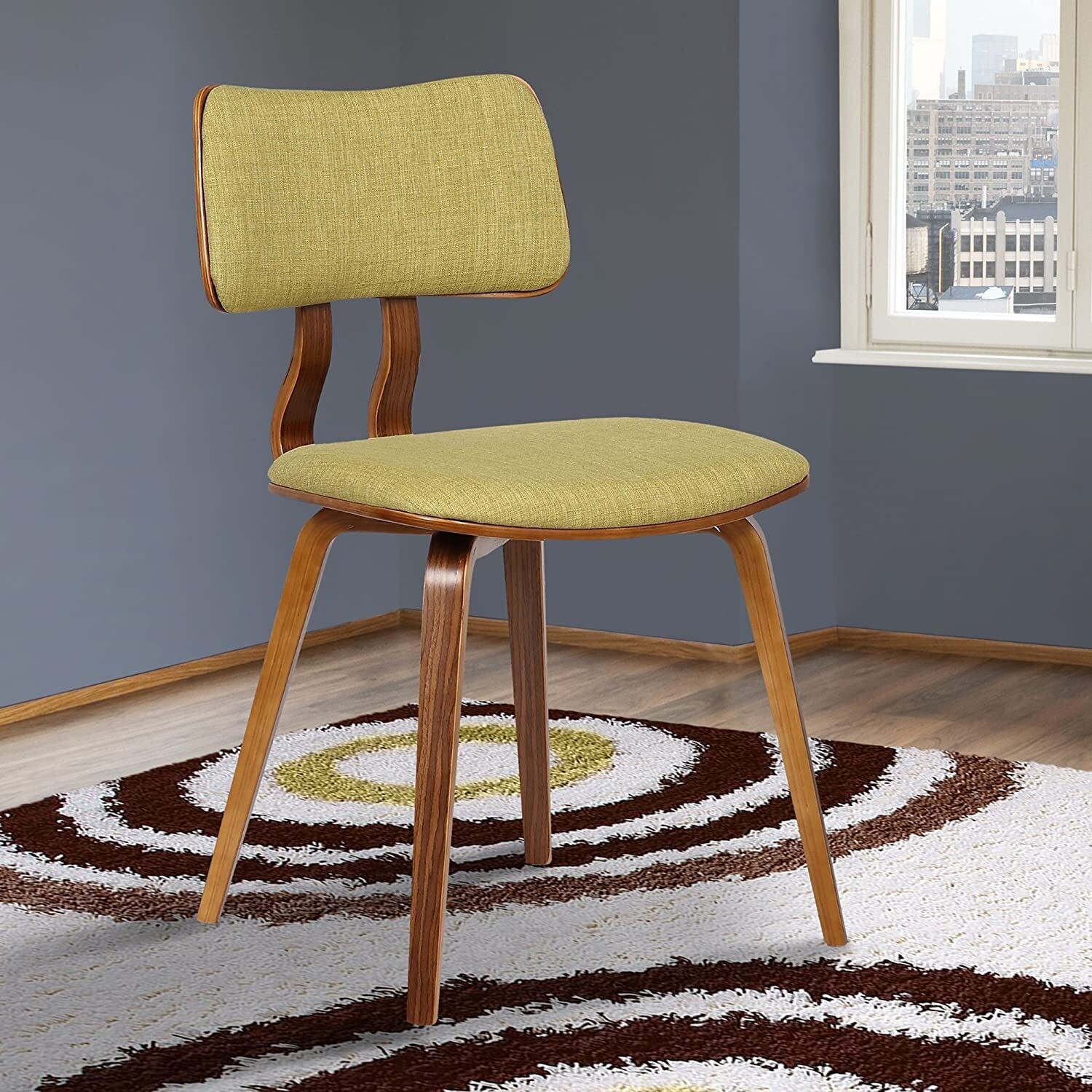 Armen Living Jaguar Dining Chair in Charcoal Fabric and Walnut Wood Finish,Charcoal/Walnut Finish. Доставка на заказ.