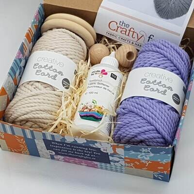 Macrame Gift Box - Ecru and Purple Macrame Gift Box - Ecru and Purple