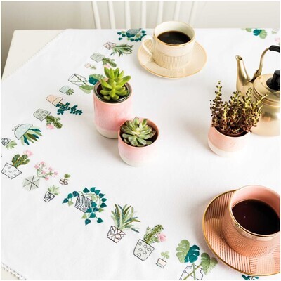 Embroidery Kit: Cacti Tablecloth Embroidery Kit: Cacti Tablecloth