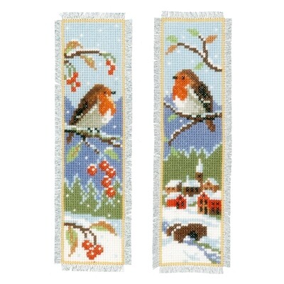 Counted Cross Stitch Kit - Bookmarks x 2 - Robins