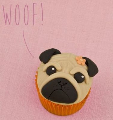 Pug Cupcake Topper (by Little Cherry Cake Company)