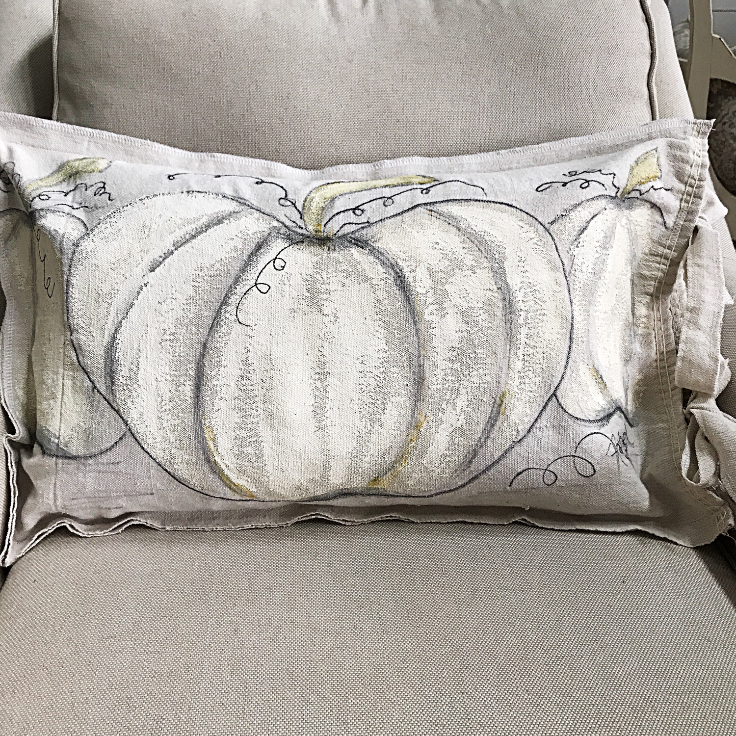 Hand painted Pumpkin Pillow Cover