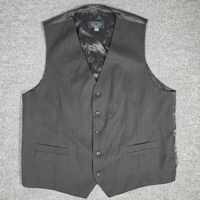 Pronto Uomo Platinum Mens 3X Pinstripe Suit Vest 100% Wool Charcoal Grey Vest