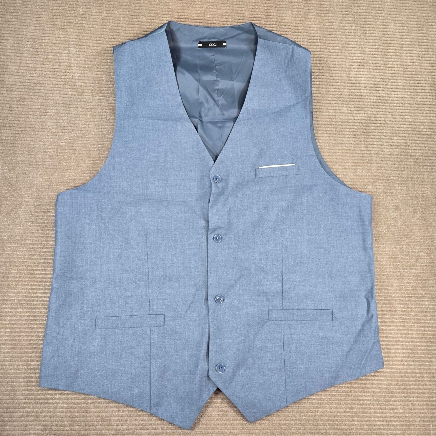 Unbranded Mens XXXL Blue Formal V-Neck Adjustable Back Suit Vest