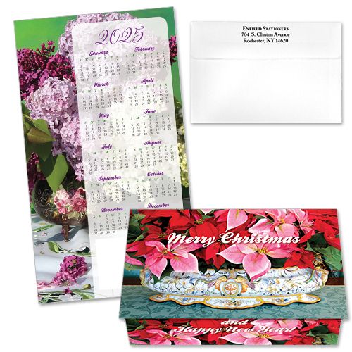 124410 Poinsettia In Ornate Bowl Calendar Card