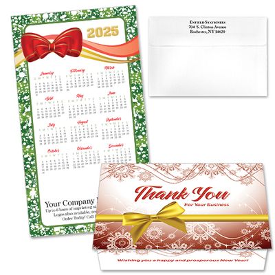 124417 Business Red Snowflakes Calendar Card