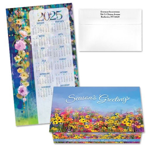 124399 Impressionistic Flowers Calendar Card