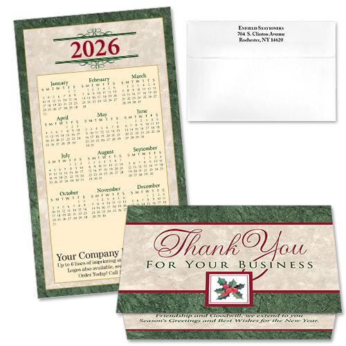 124333 Business Thanks (Marble) Calendar Card