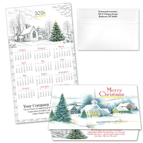 124374 Snowy Church 1 Calendar Card