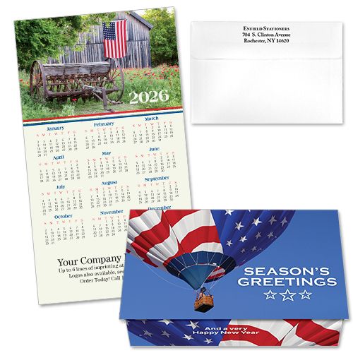 124404 Patriotic Balloon Calendar Card