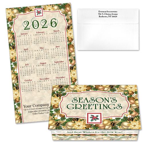 124409 Gold Ornament Business Calendar Card