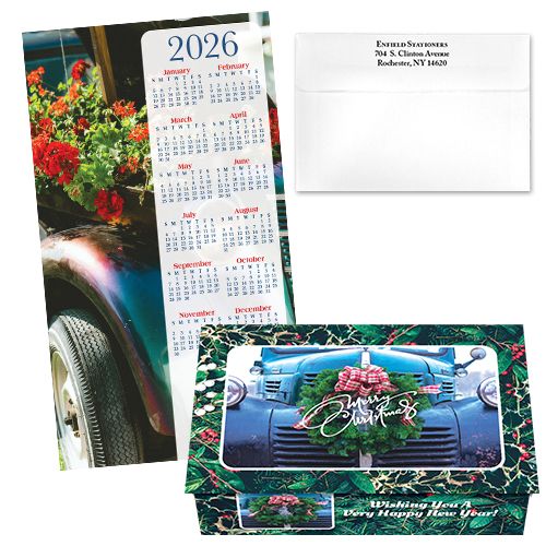 124475 Classic Car & Wreath Calendar Card 124475 Classic Car & Wreath Calendar Card