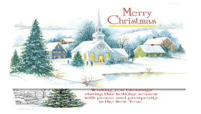 124374 Snowy Church 1 Calendar Card