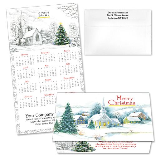 124374 Snowy Church 1 Calendar Card
