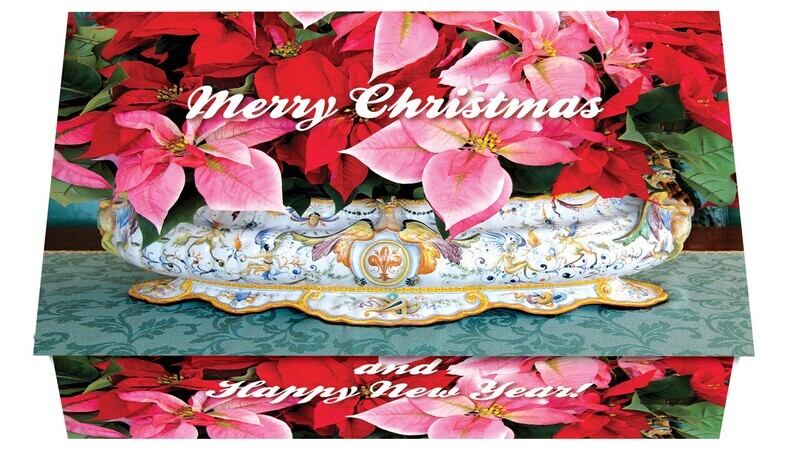 124410 Poinsettia In Ornate Bowl Calendar Card
