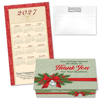 124407 Business Red Bow Calendar Card
