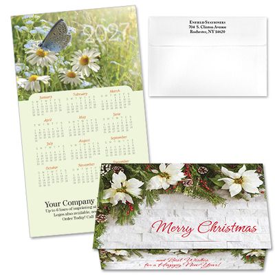 124405 White Poinsettia Calendar Card