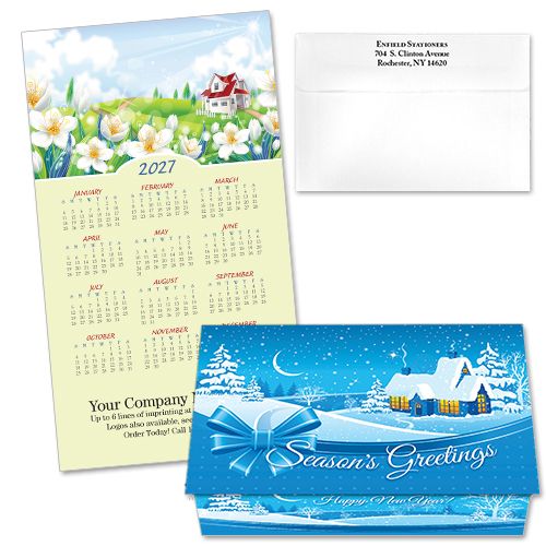 124411 Blue Cottage Calendar Card