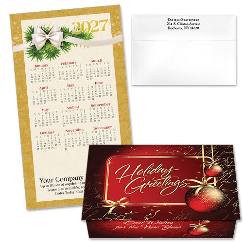 124422 Business Red Calligraphy Calendar Card