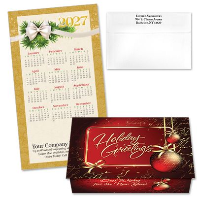 124422 Business Red Calligraphy Calendar Card