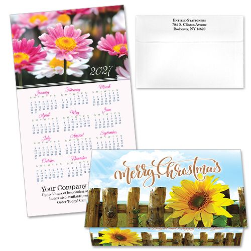 124425 Sunflower On Fence Calendar Card