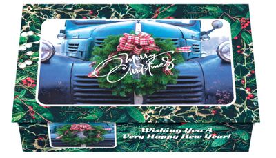 124475 Classic Car &amp; Wreath Calendar Card