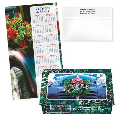 124475 Classic Car &amp; Wreath Calendar Card