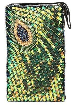 Club bag sequined peacock feather