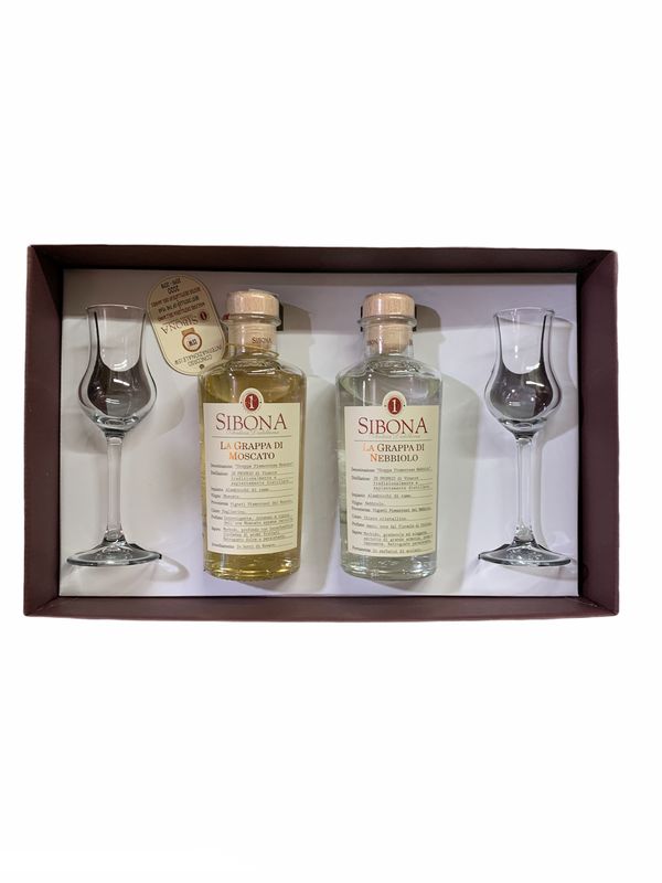 Sibona Confezione 2 Grappe 50cl + 2 bicchieri