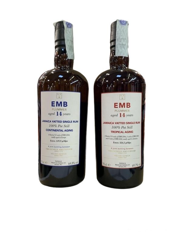 Emb Plummer Rum Conf. 2 bottiglie (Tropical Aging 14yo 70cl 69,7%-Continental Aging 14yo 70cl 64,8%) Emb Plummer Rum Conf. 2 bottiglie (Tropical Aging 14yo 70cl 69,7%-Continental Aging 14yo 70cl 64,8%)