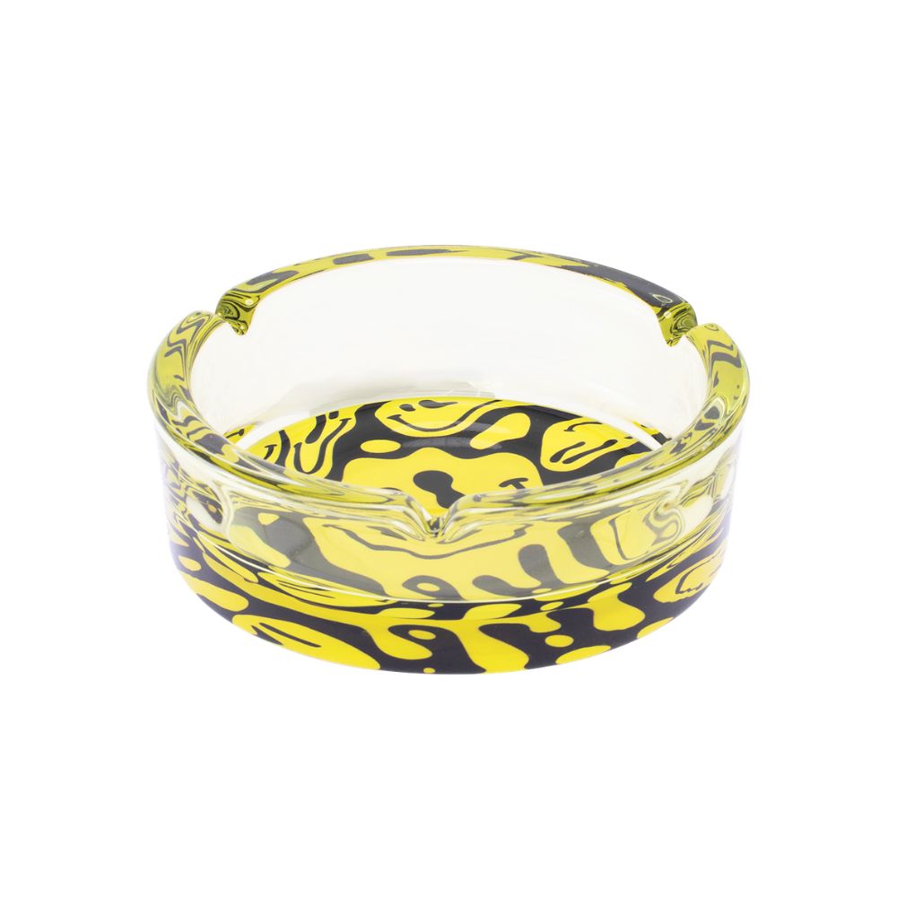 6.25" Fujima Yellow Melting Smiley Glass Ashtray