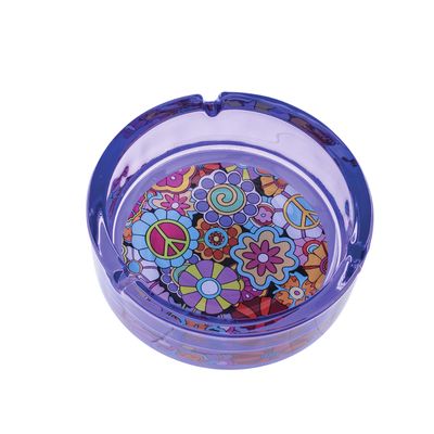 6.25" Fujima Purple Hippie Flower Glass Ashtray
