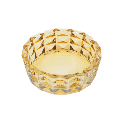 7.75" Fujima Amber Round Electroplated Glass Cigar Ashtray