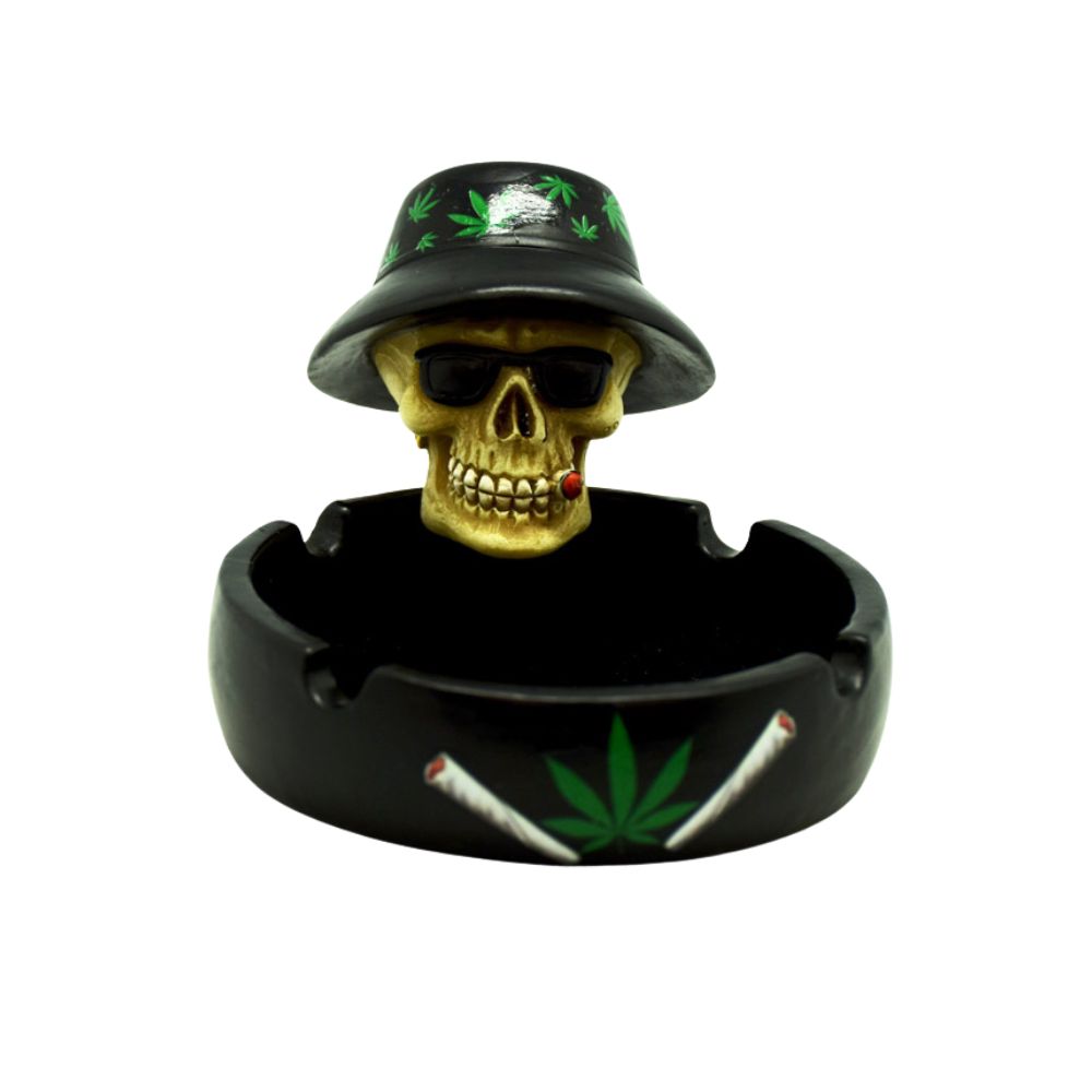Fantasy Gifts Skull with Weed Hat Ashtray