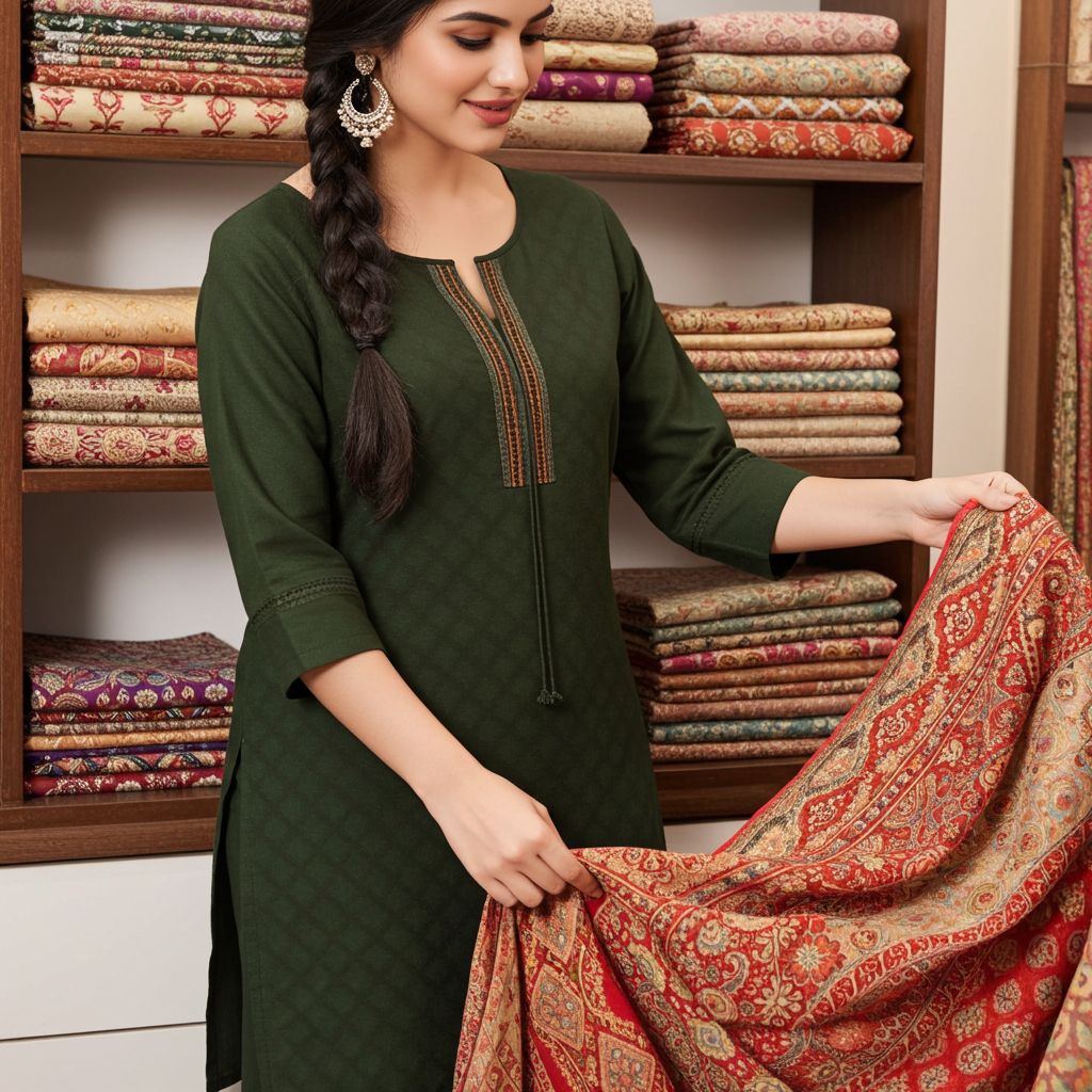 Aesha Dark Green Textured Kurti with Pant Set | Self-Textured Weave Minimal Embroidery Cotton Blend | Office Festive, Colour: Dark Green, Fabric: Cotton, Size: XL