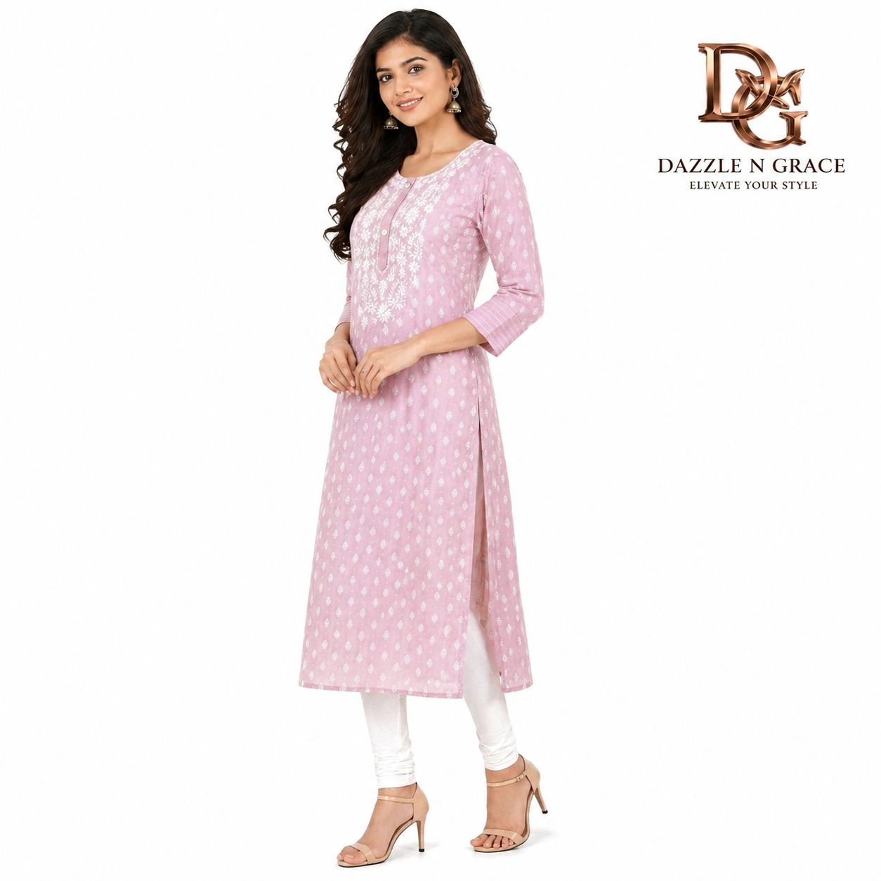 Chikankari Embroidered Long Kurti
