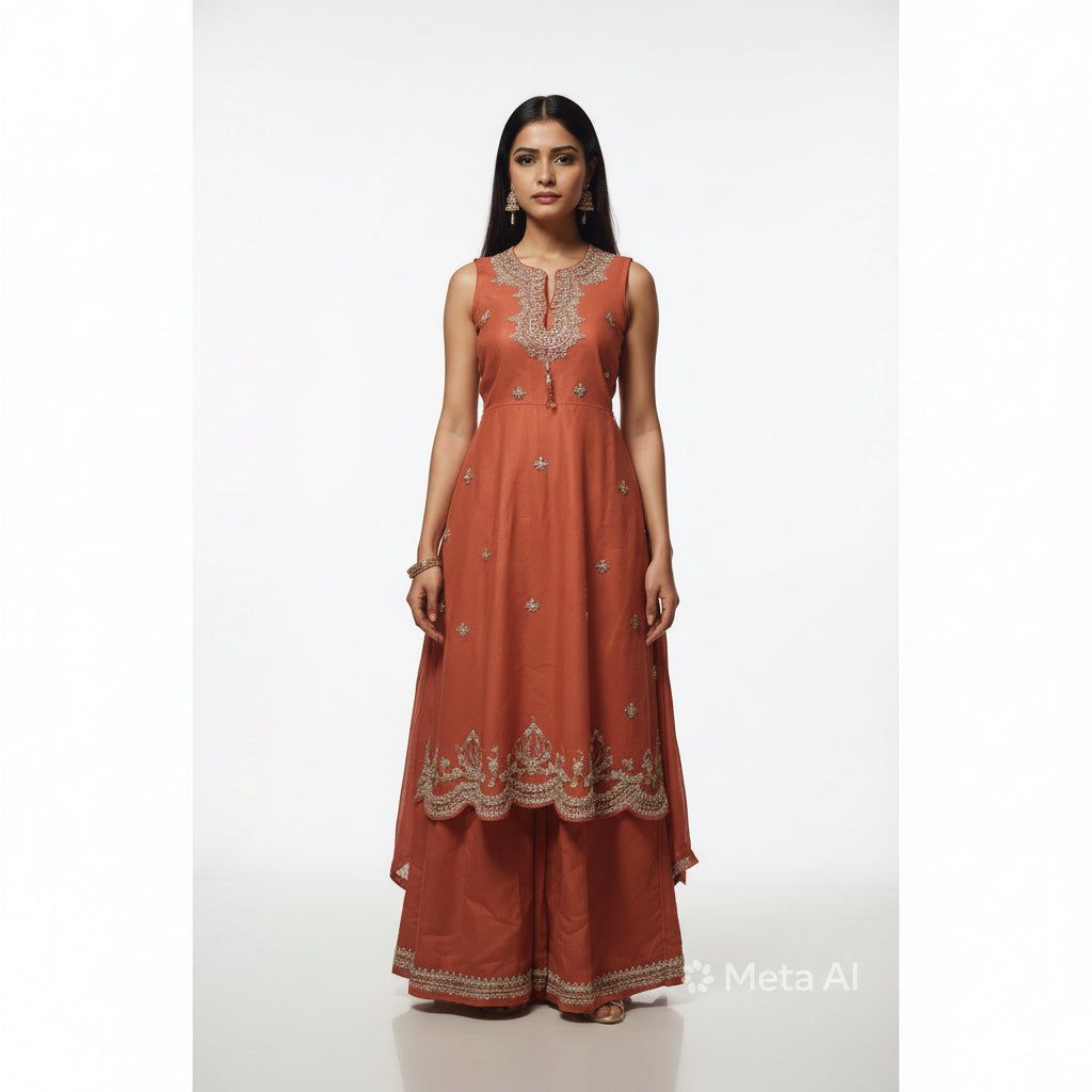 Crimson Elegance Embroidered Salwar Suit with Dupatta