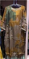 Designer Olive Brown Multitone Abstract Printed Full Suit with Matching Bottom | Casual Festive Ethnic Wear, Colour: Olive Brown, Fabric: Other, Size: L