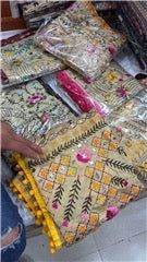 Hand Embroidered Phulkari Dupatta | Mirror Thread Pom-Pom Lace | Premium Punjabi Craft | Festive, Colour: Multi Colour, Fabric: Other, Size: Free Size