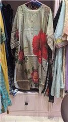 Ivory Floral Printed Kurti Coord Set, Colour: Green / Red, Fabric: Other, Size: 3XL