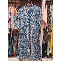 Blue Paisley Print Salwar Suit with Tassel Tie &amp; Dupatta | Festive Ethnic Wear for Women, Colour: Blue Floral, Fabric: Other, Size: M