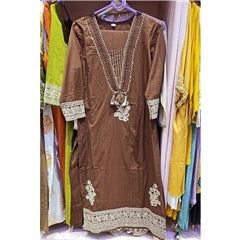 Chocolate Brown Cream Thread Embroidered Salwar Suit with Tassel &amp; Dupatta | Festive Ethnic Wear