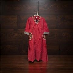 Crimson Heritage Cotton Salwar Suit with Ethnic Detailing &amp; Dupatta | Comfortable Daily Ethnic Wear, Colour: Crimson, Fabric: Cotton, Size: 3XL