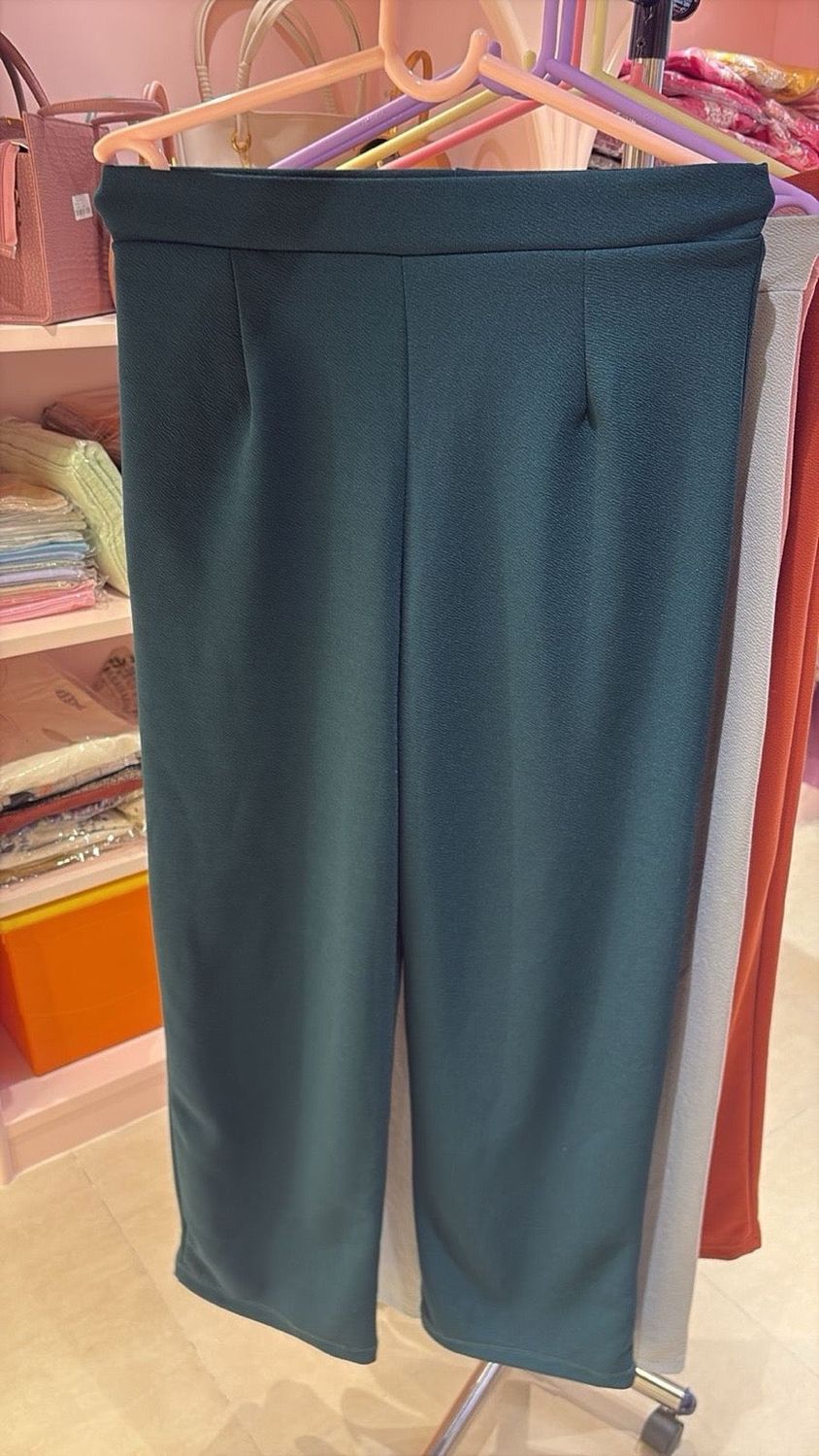 Elegant High-Waist Straight-Fit Pants — Polished Polyester Trousers for Women, Colour: Blue, Fabric: Polyester, Size: Free Size